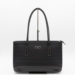 Y2K Kate Spade New York Black Leather & Canvas Tote Shoulder Bag